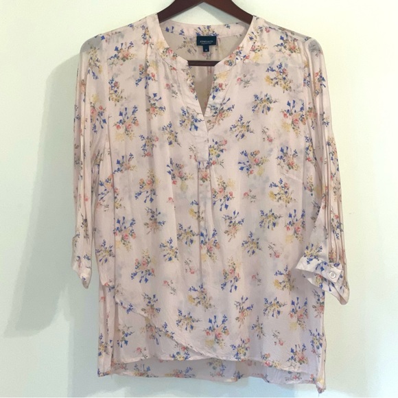 Jones + Co Women’s Light Pink Floral Long Sleeve Blouse - Picture 1 of 3
